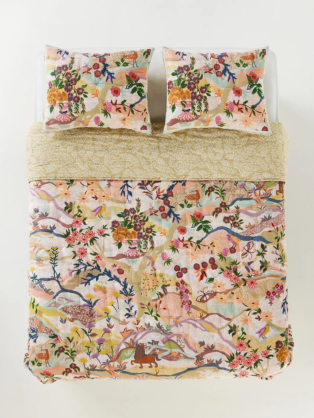 Anthropologie The Printed Textured Cotton Quilt & Pillow Shams Collection Twin